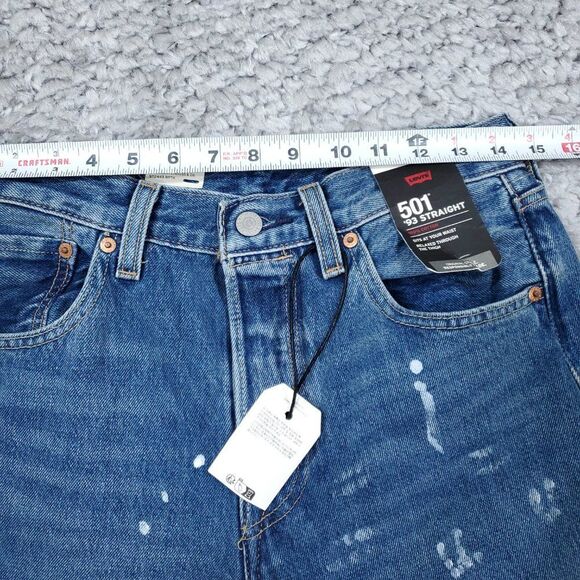 Levi's Premium 501 '93 Straight Fit Paint Splatter Distressed Jeans Blue 30 x 30 - Picture 10 of 13